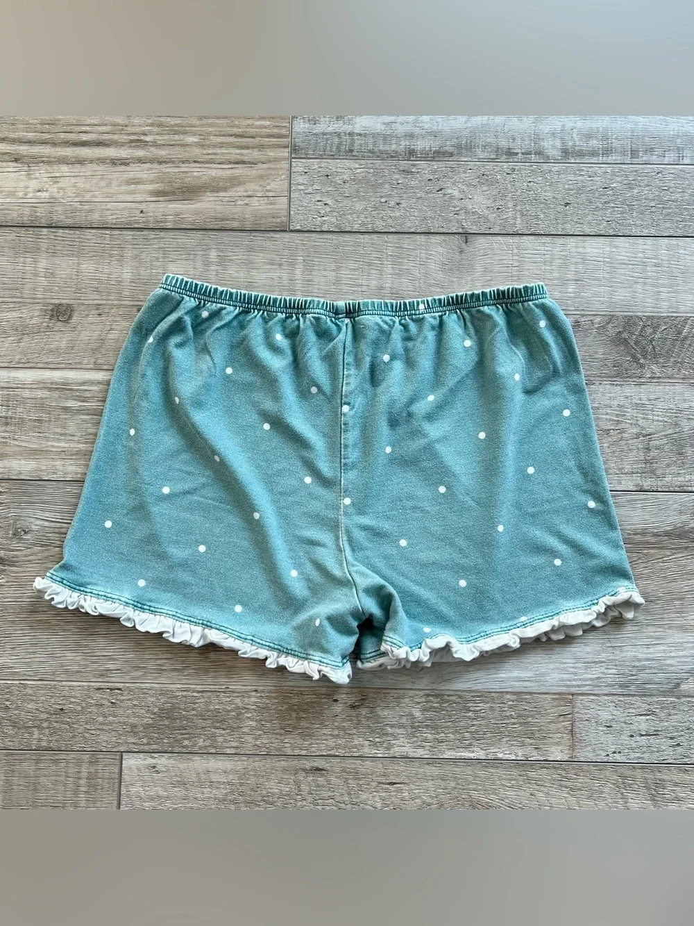 Well Dressed Wolf Teal Polka Dot Nightgown & Shorts with White Ruffle